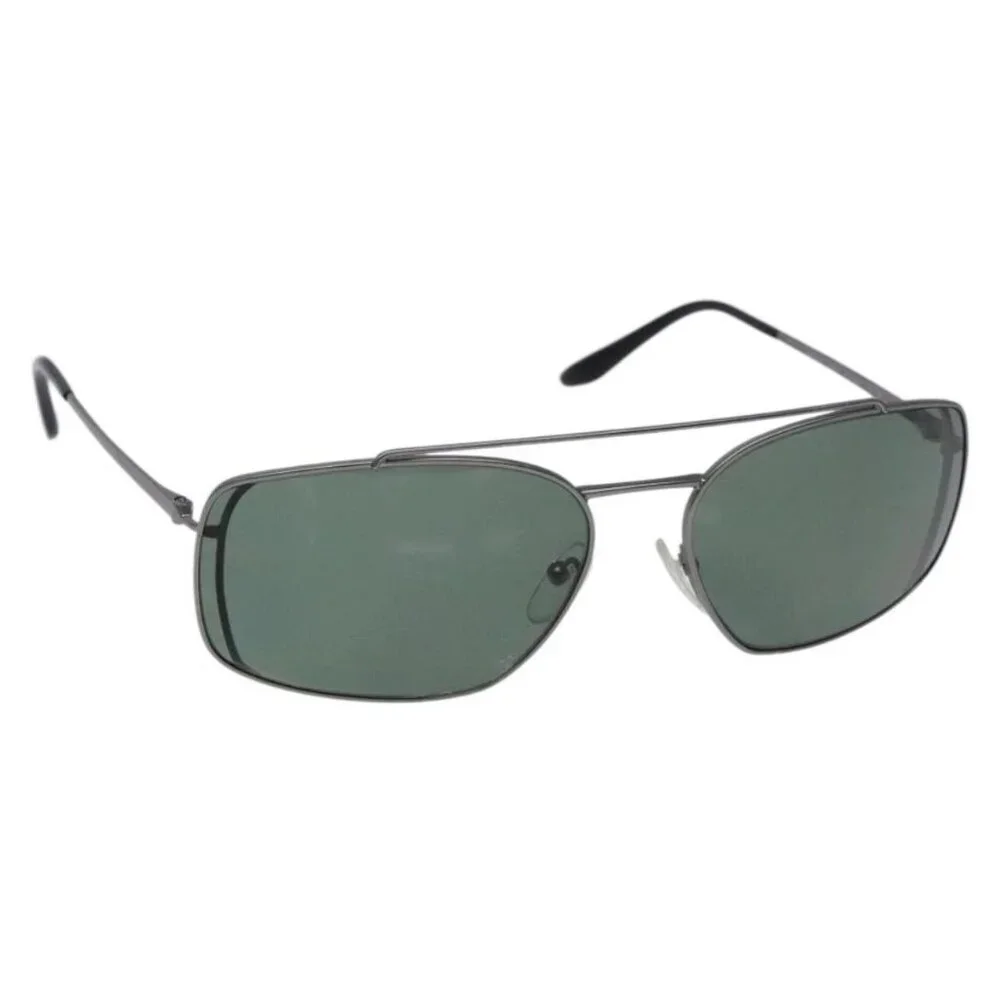 PRADA Sunglasses Metal Silver Auth BA5379